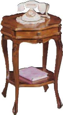 Dafne Italian Design Porta telefono -cm: L 48 P 48 H 65 cm - in noce - 1 cassettino - un ripiano - 100% Made in Italy -(DF18)