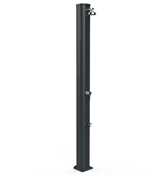 Doccia a riscaldamento solare Arkema A320/7016 Big Jolly Antracite Doccia solare design dritto totalmente in alluminio Trattamento anticorrosione con Verniciata a polvere Serbatoio capacità di 40 litri Altezza 229 cm Peso 15 kg Con miscelatore e lavapiedi