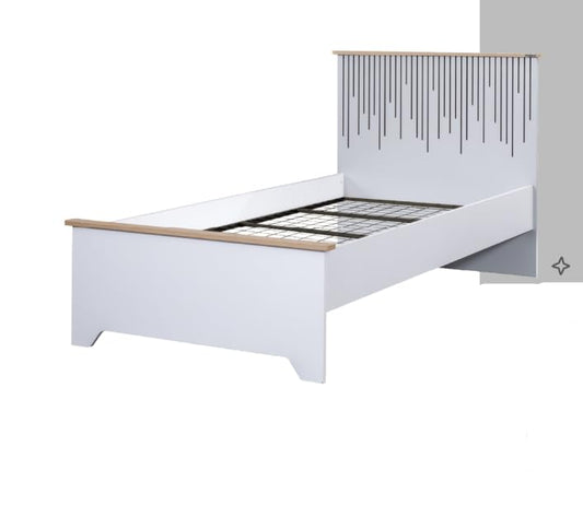 Dafne Italian Design Letto una piazza e mezza Lucas colore bianco e legno chiaro, cm. 113 X 106 X 208 comprensivo di materasso cm. 100x200x25.