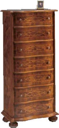 Dafne Italian Design Cassettiera settimanale -cm: L 60 P 35 H 128 cm cm - in noce - 7 cassetti - 100% Made in Italy -(DF18)