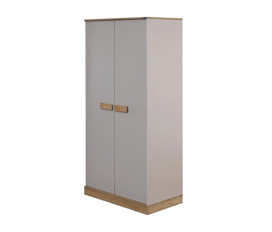 Dafne Italian Design Armadio due ante Huga colore grigio chiaro e legno misura cm.100x207x61