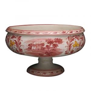 Centrotavola con piede in ceramica - Dimensioni: h 6,7 ø 32,2 cm - Made in Italy.