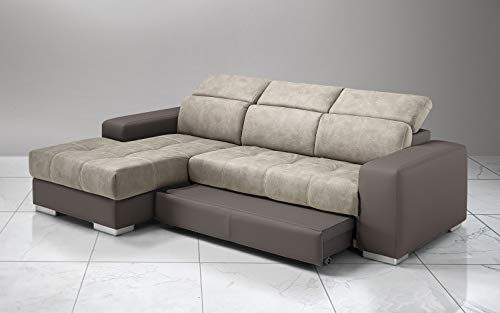 Dafnedesign.com - Divano angolare 3 posti - Colore: struttura similpelle col. talpa e seduta similpelle grigio chiaro - dimensioni: cm. 259 x 178 x 94h (STD)