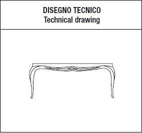 Dafne Italian Design Tavolo rettangolare legno scuro, decorazione con foglia oro, chiuso 190x100, aperto 265x100, H. 78