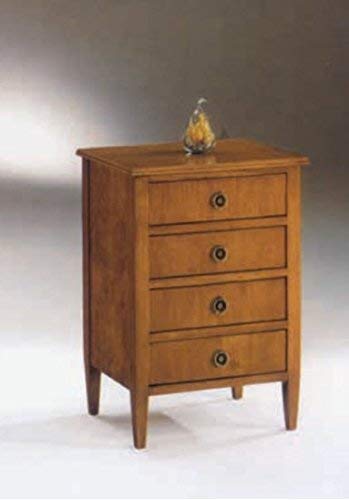 Dafne Italian Design Cassettiera -cm:L 56 P 38 H 80 cm - in noce - 4 cassetti - 100% Made in Italy -(DF18)