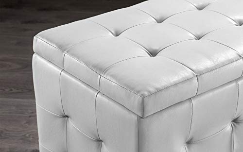 Dafne Italian Design Panca con contenitore - bianco - cm. 134 x 50 x 54h - totalmente ricoperto in similpelle (STD)