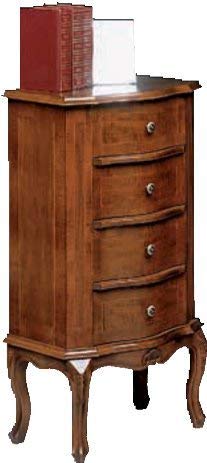 Dafne Italian Design Cassettiera -cm:L 44 P 30 H 84 cm - in noce - 4 cassetti - 100% Made in Italy -(DF18)
