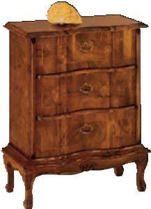 Dafne Italian Design Comodino -cm: L 54 P 34 H 70 cm - in noce - 3 cassetti - 100% Made in Italy -(DF18)