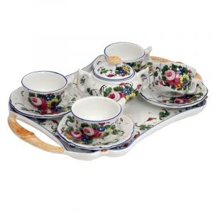 Servizio caffè per quattro persone in ceramica - Made in Italy.