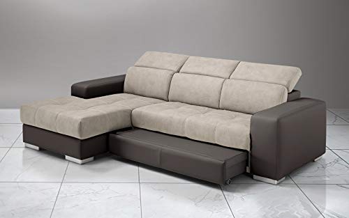 Dafnedesign.com - Divano angolare 3 posti - Colore: struttura similpelle marrone similpelle beige - dimensioni: cm. 259 x 178 x 94h (STD)