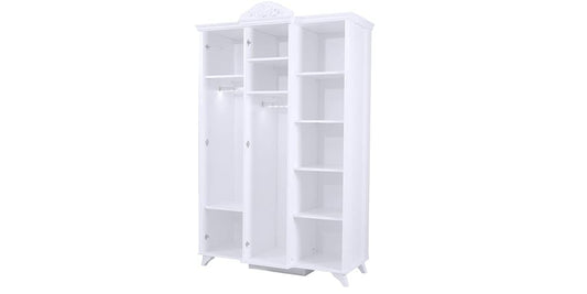 Dafne Italian Design Armadio tre ante stile romantico Reyna colore bianco misura 134x209x61 cm.