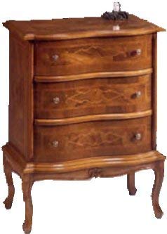 Dafne Italian Design Comodino classico - cm:L 60 P 35 H 78 cm - in noce - 3 cassetti - 100% Made in Italy -(DF18)