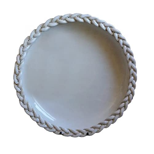 Centrotavola Tondo in Ceramica Artistica Italiana con Lavorazione a Treccia. Dimensioni: h 5.842 ø 38.862 cm.