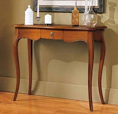 Dafne Italian Design 1 Consolle, un cassetto, noce scuro -cm: 90 cm - 34 cm - H 76 cm ? 0,27 Mc ? Stile classico - ? Gambe in massello toulipier - 100% Made in Italy (GF17)