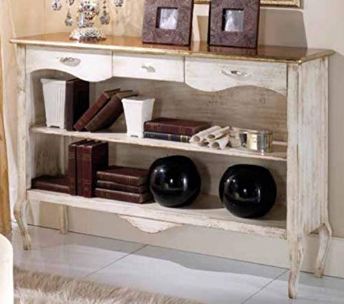 Dafne Italian Design Libreria da Studio in Noce Bianco Anticato, Stile Classico (cm. L. 120 - H. 87 - P. 36) (TVG)