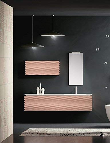 Dafne Italian Design Mobile moderno da bagno completa, laccata rosa antico opaco - base 1 cassettone 1 cassetto interno attrezzato L.90,. 100% Made in Italy(F2)