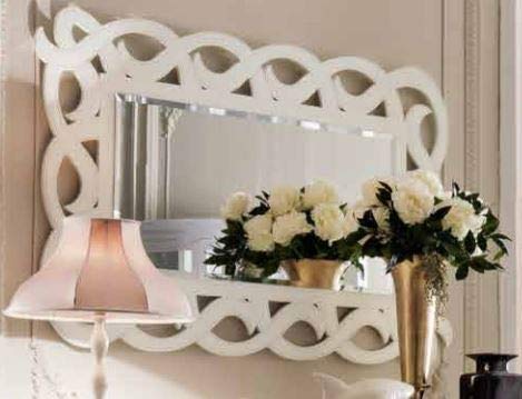Dafne Italian Design Specchiera Stile Classico Bianca Laccata (cm. L. 150 - H. 98 - P. 3) (TVG)