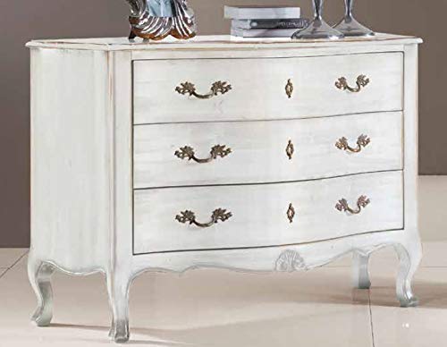 Com� a tre cassetti bianco -cm: 130 cm - 55 cm - H 90 cm - 0,77 Mc - 100% Made in Italy (GF17)