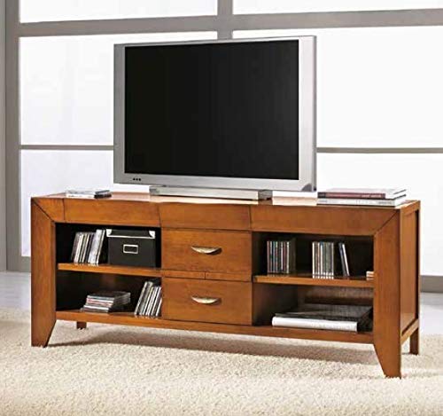 Dafne Italian Design Base porta Tv Hi-fi, due cassetti, quattro vani, noce scuro -cm: 150 cm - 43 cm - H 62 cm ? 0,45 Mc ? Stile classico - 100% Made in Italy (GF17)