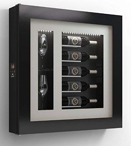 Cantinetta vino da parete per cinque bottiglie in orizzontale e due bicchieri orizzontali laterali per bottiglie H.328 D.90 mm - peso 30 kg. (SF00)