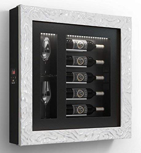 Cantinetta vino da parete per cinque bottiglie in orizzontale e due bicchieri orizzontali laterali per bottiglie H.328 D.90 mm - peso 30 kg. (SF00)
