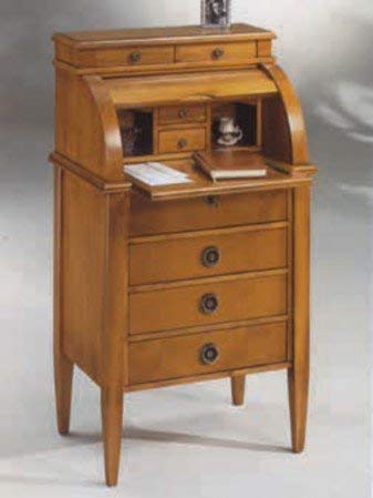 Bureau cm: L 55 P 40 H 100 cm - 4 cassetti - 2 cassettini nel vano - 2 cassettini sopra il vano - in noce - 100% Made in Italy -(DF18)