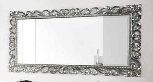 Dafne Italian Design Specchiera Stile Classico intarsiata Argento (cm. L. 185 - H. 95 - P. 6) (TVG)