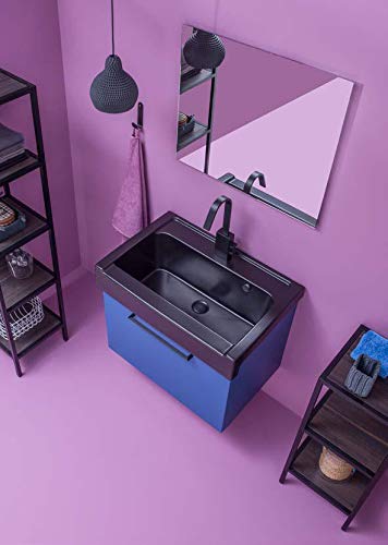 Dafne Italian Design Mobile da Bagno in Alluminio Blu e Nero (cm. L75 x P50 x H62)