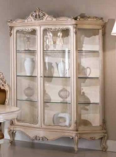 Dafne Italian Design Vetrina Stile Classico Laccato Bianco (cm. L. 150 - P. 50 - H. 190) (VGG)