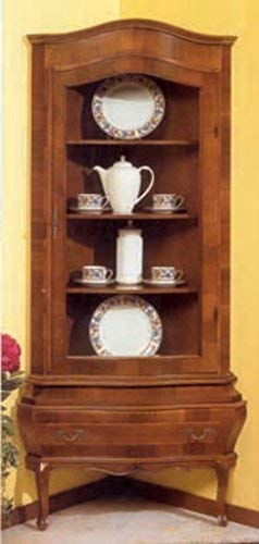 Dafne Italian Design Angoliera -cm: L 85 P 60x60 H 180 cm - in noce - 1 Anta - 1 cassetto - 100% Made in Italy -(DF18)