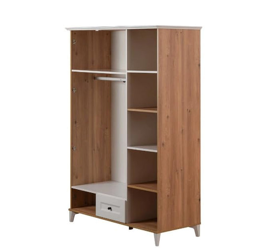 Dafne Italian Design Armadio tre ante con specchio Family colore bianco e legno misura 140x205x62 cm.