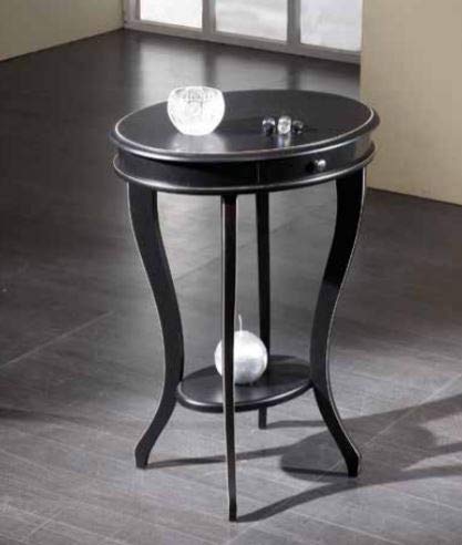 Dafne Italian Design Comodino Circolare a 1 cassetto Nero, Stile Classico (cm. L. 52 - H. 70 - P. 42) (TVG)
