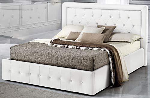Letto matrimoniale con contenitore. Rivestito in similpelle. cm. 184 x 210 x 114h. (Serie: Dafne-Letti-ST9)