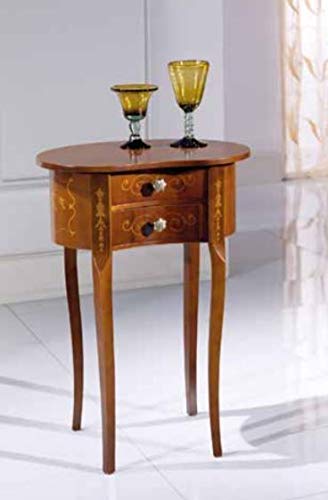 Dafne Italian Design Comodino a 2 cassetti in Legno di Noce, Stile Classico (cm. L. 46 - H. 66 - P. 32) (TVG)