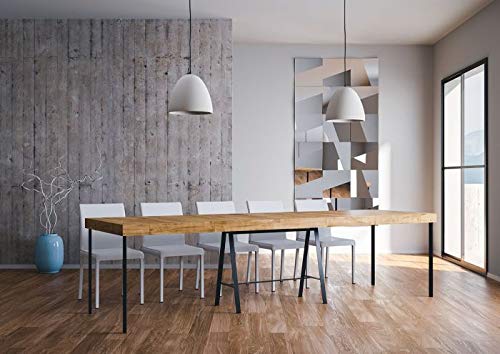 Dafne Italian Design Consolle allungabile Banco Premium Quercia Naturale Telaio Antracite