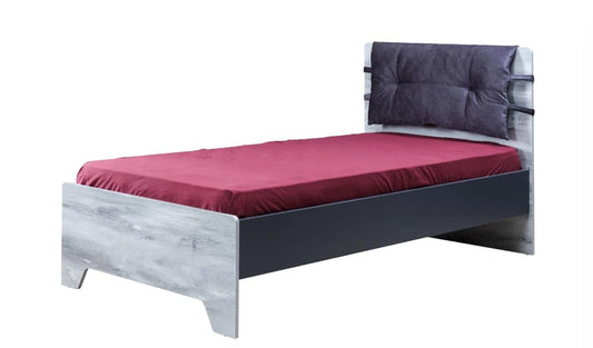 Dafne Italian Design Letto una singolo Beta colore grigio chiaro e grigio scuro cm.108 X 104 X 204, comprensivo di materasso cm. 100x200x25
