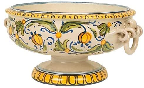 Portafrutta in Ceramica Artistica Italiana. Dimensioni: h 17.018 - ø 32.004 cm.