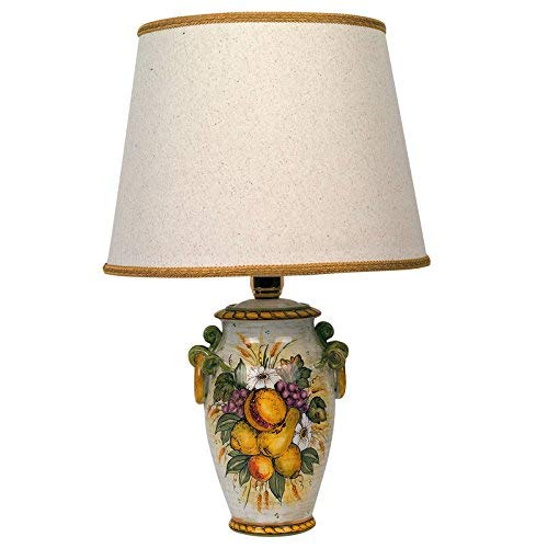 Dafne Italian Design Lampada con paralume da tavolo in ceramica artistica di Castelli, Dimensioni: base h cm 29, paralume � cm 35