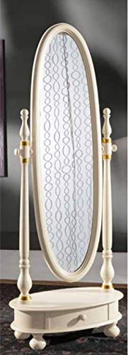 Dafne Italian Design Specchiera Stile Classico Bianco e Oro (cm. L. 62 - H. 169 - P. 37) (TVG)