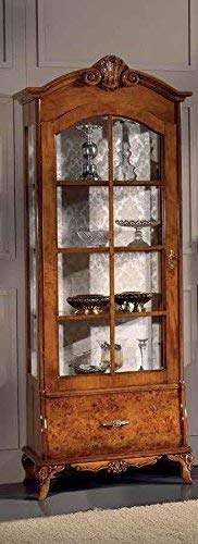 Dafne Italian Design Vetrina sinistra 1 anta 1 cassetto, noce scuro -cm: 80 cm - 44 cm - H 210 cm ? 0,85 Mc ? Stile classico - - 100% Made in Italy (SF17)