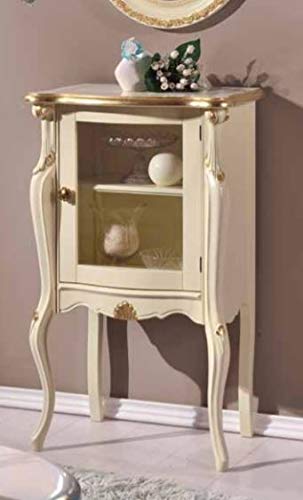 Dafne Italian Design Vetrinetta Stile Classico Noce Laccato Bianco (cm. L. 61 - P. 40 - H. 100) (TVG)
