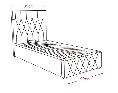Dafne Italian Design - Letto singolo con contenitore, Similpelle marrone, Dimensioni: cm. 99 x 212 x 117 H