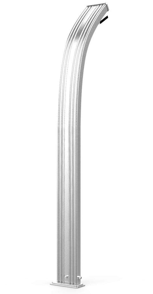 Doccia a Riscaldamento Solare per Esterno Arkema A120 TL 1300 Spring Top Line Colore Argento Realizzata in Alluminio con Finitura Speciale Miscelatore Acqua con lavapiedi