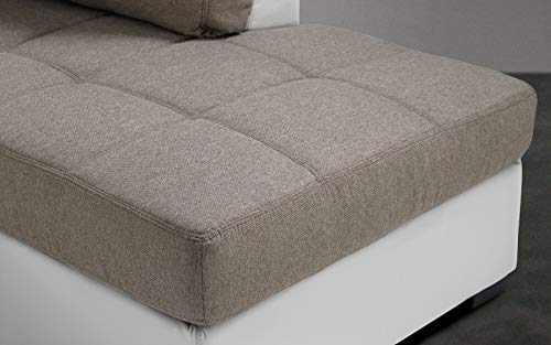 Dafnedesign.com - Divano angolare 3 posti - Colore: bianco e marrone - e tessuto - Dimensioni: 244 x 172 x 89h cm (STD)