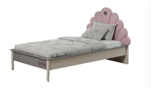 Dafne Italian Design Letto singolo Giulia colore beige grigio e rosa, cm. 120X116X209 comprensivo di materasso cm. 100x200x25