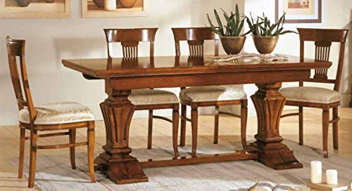 Dafne Italian Design Set di Tavolo allungabile con sedie noc- Stile Classico (cm. L. 180 - H. 80 - P. 90) (TVG)