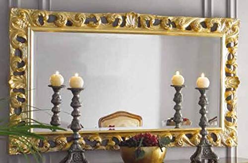 Dafne Italian Design Specchiera Stile Classico intarsiata Oro (cm. L.145 - H.85 - P.6) (TVG)