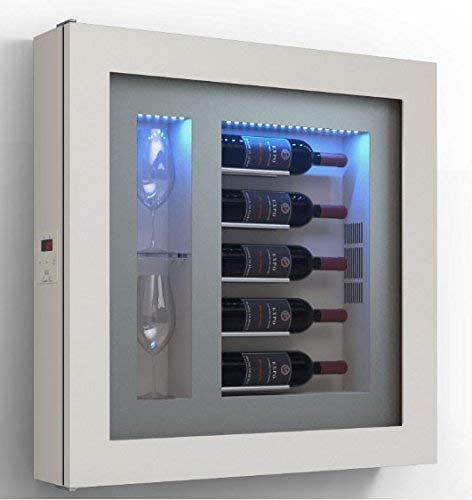 Cantinetta vino da parete per cinque bottiglie in orizzontale e duebicchieri orizzontali laterali per bottiglie H.328 D.90 mm - peso 30 kg. (SF00)