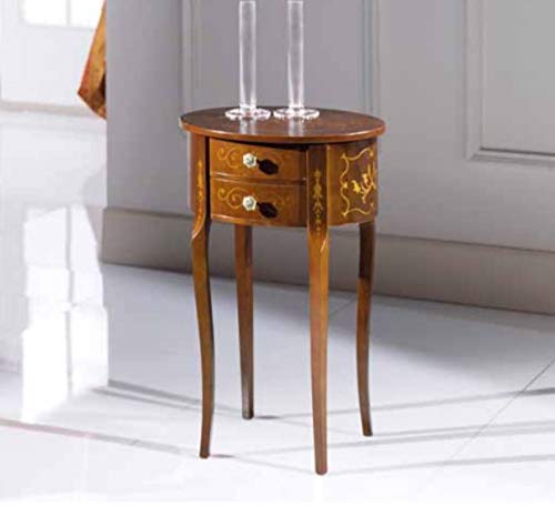 Dafne Italian Design Comodino a 2 cassetti in Legno di Noce, Stile Classico (cm. L. 42 - H. 66 - P. 34) (TVG)