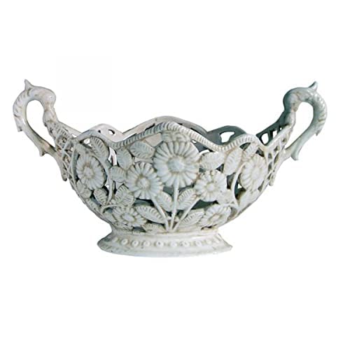 Porta Frutta con Manici in Ceramica Artistica Italiana. Dimensioni: 23,876 × 41,91 h 22,86 cm.